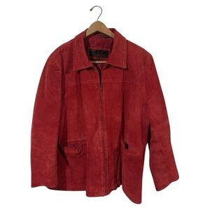 Phase two vintage 100% western suede leather candy apple red zipup jacke…